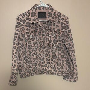 Blank NYC Pink Leopard Print Jean Jacket - Size XS